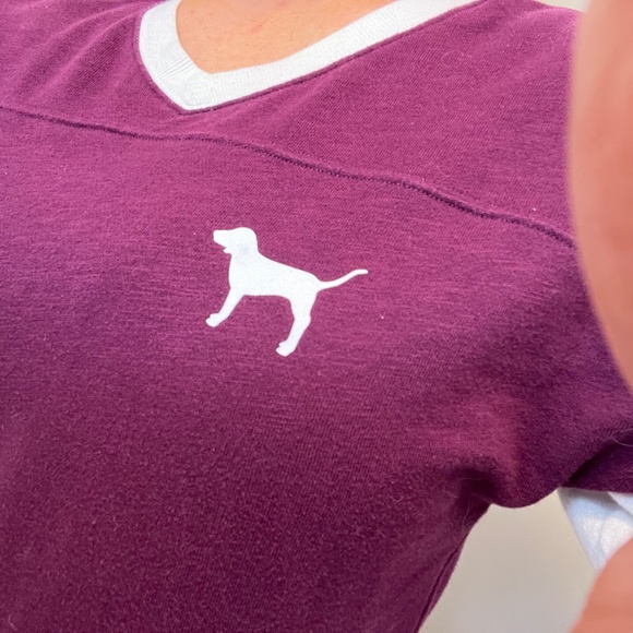 |•PINK•| Victoria's Secret PINK Maroon LOVE PINK Back Long Sleeve Sz XS (Small) - Picture 7 of 15